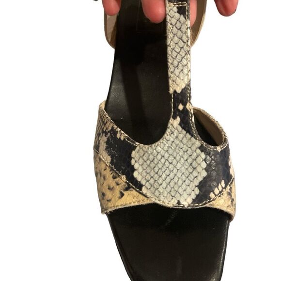 Hispanitas Preston Snakeskin Leather T-Strap Block Heel Sandals Size 41 Like New - Picture 8 of 12